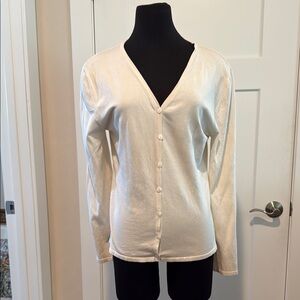 Tori Richard Cream Knit Cardigan Sweater